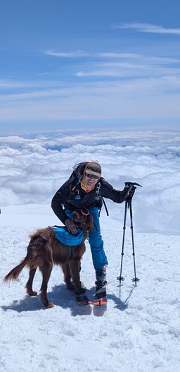 Me with the cute dog on the summit.