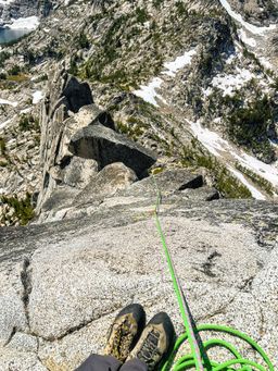 Looking down from the top of pitch two, with the air step visible at the base of the slab.