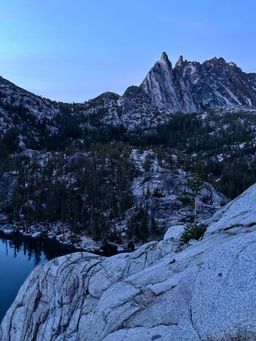 Prusik Peak, with the west ridge route visible, as seen on the way back to camp.